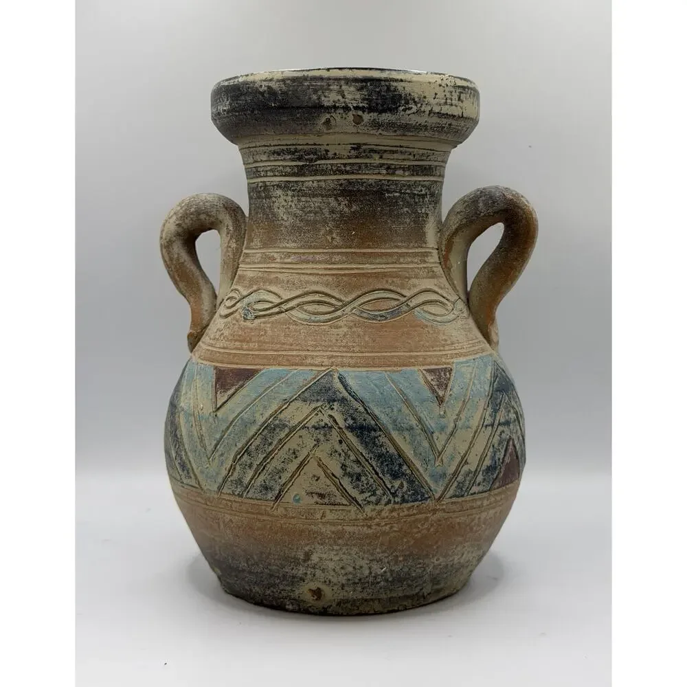 Vintage Olla Vase Hand Thrown Studio Pottery Sgraffito Southwestern